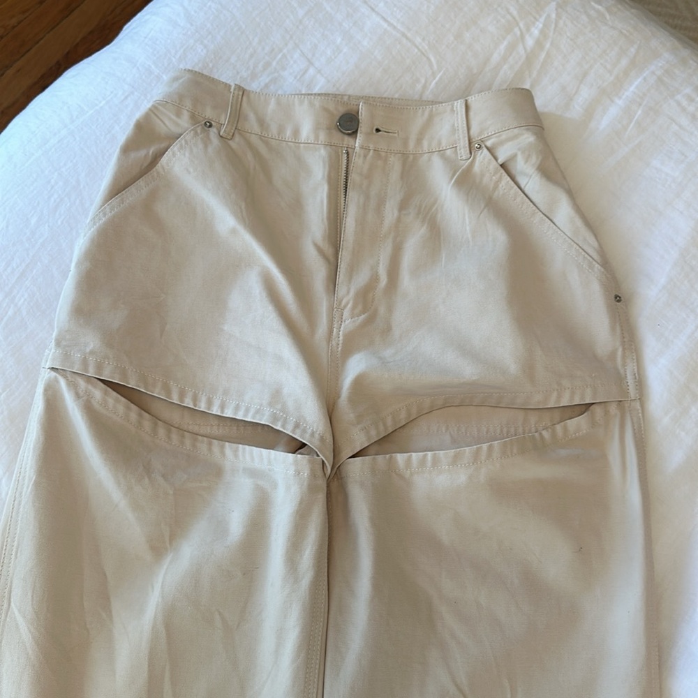 Tan Pants With Slits View 3